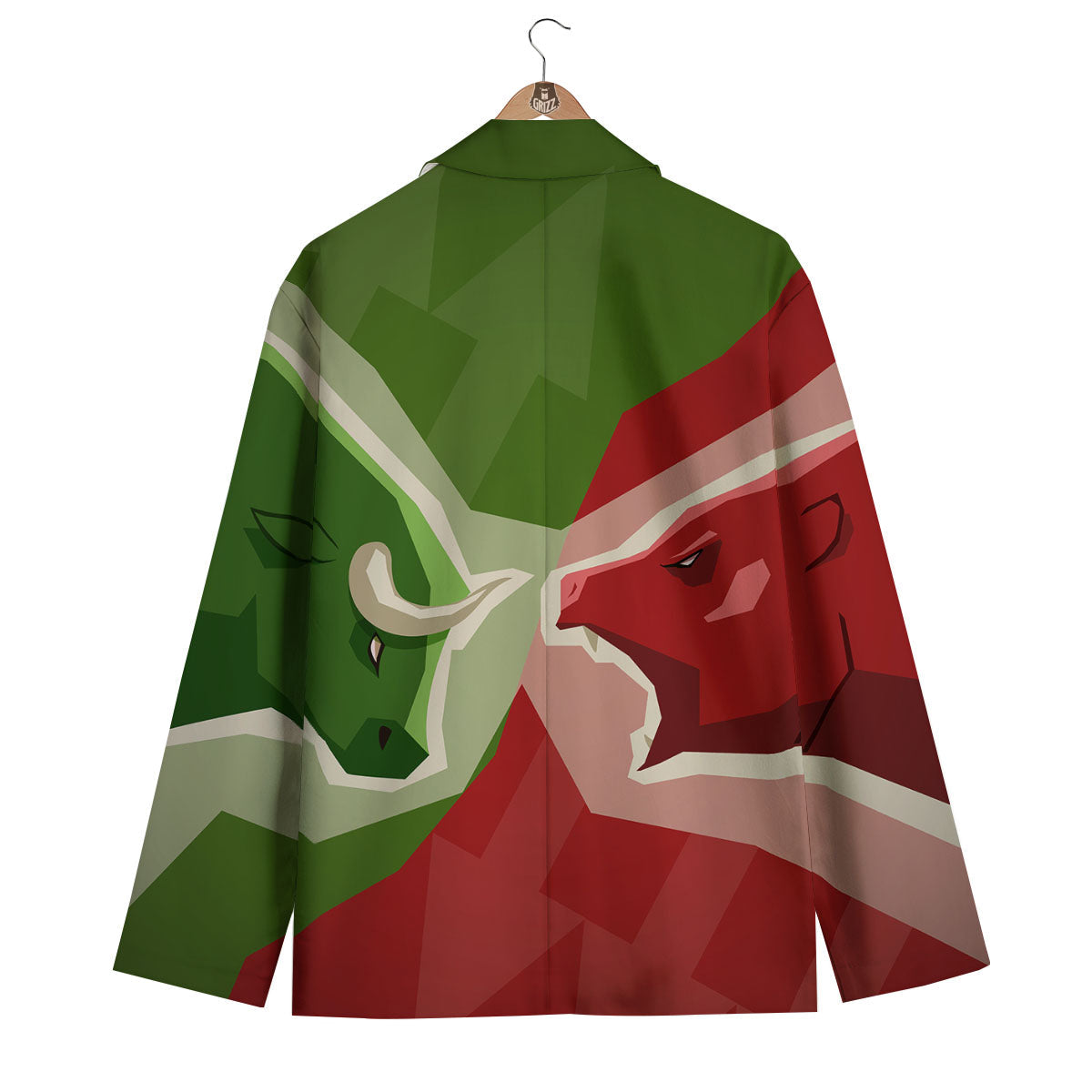 Red Bear And Green Bull Stock Print Men's Blazer-grizzshop