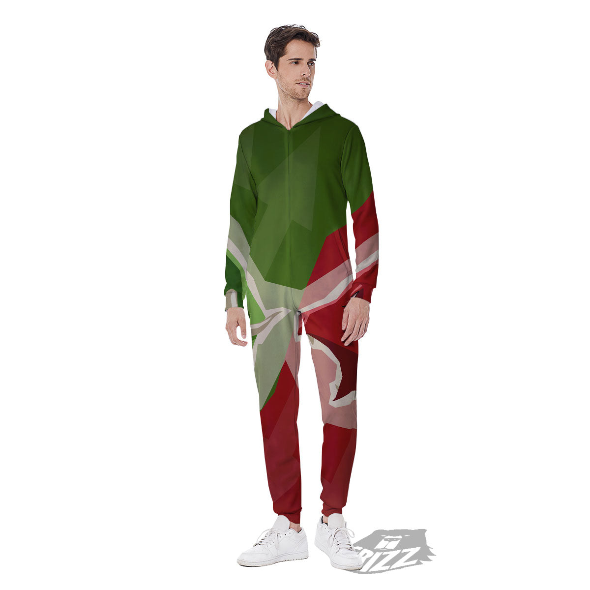Red Bear And Green Bull Stock Print Men's Jumpsuit-grizzshop