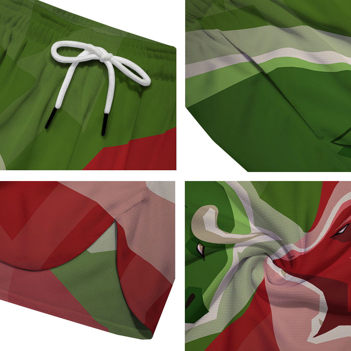 Red Bear And Green Bull Stock Print Men's Running Shorts-grizzshop