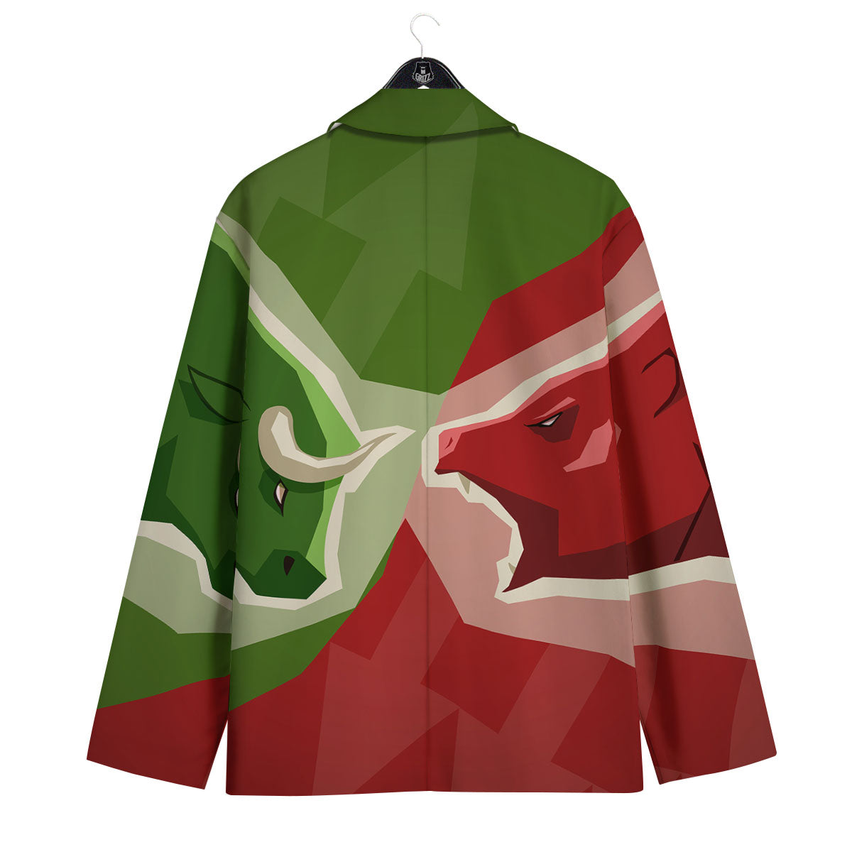 Red Bear And Green Bull Stock Print Men's Sport Coat-grizzshop