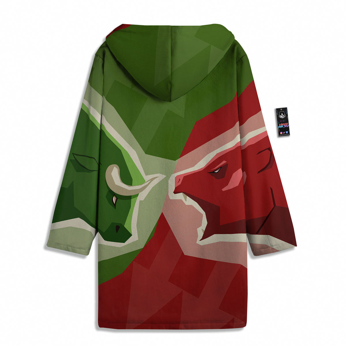 Red Bear And Green Bull Stock Print Men's Windbreaker Jacket-grizzshop