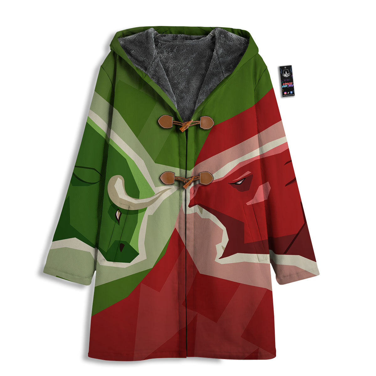 Red Bear And Green Bull Stock Print Men's Windbreaker Jacket-grizzshop
