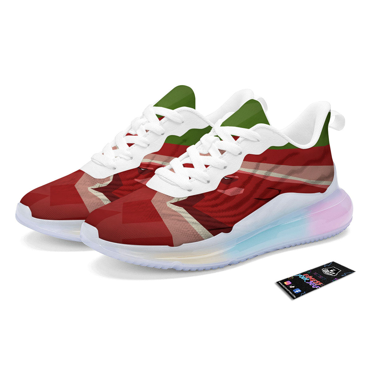 Red Bear And Green Bull Stock Print Running Sneakers-grizzshop