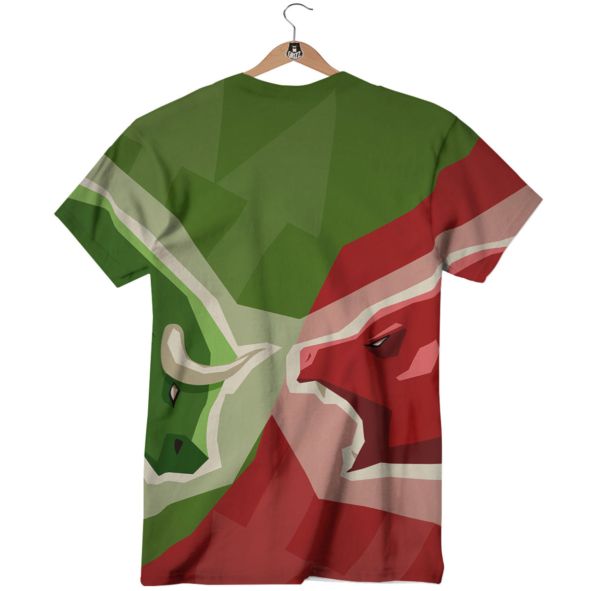 Red Bear And Green Bull Stock Print T-Shirt-grizzshop