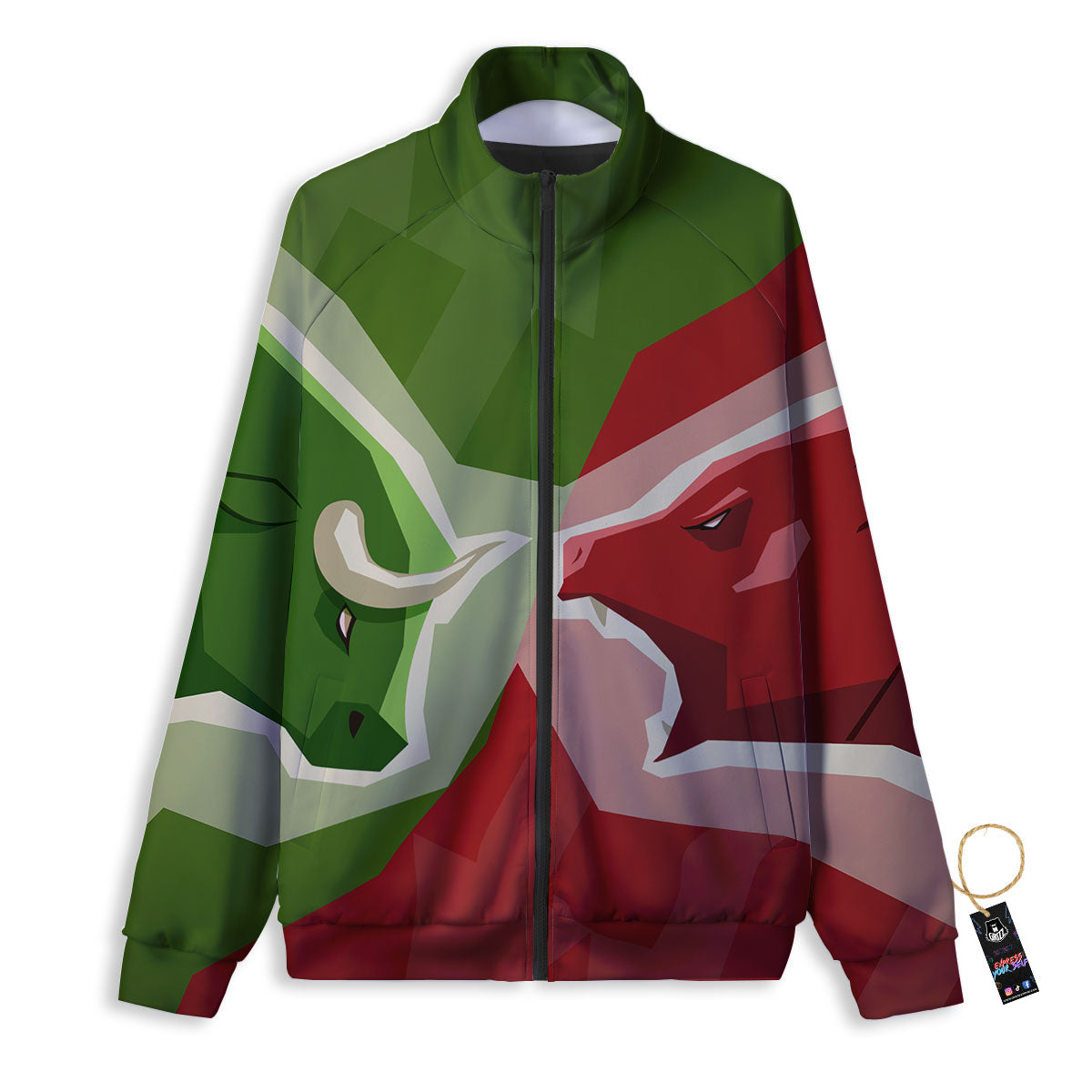Red Bear And Green Bull Stock Print Track Jacket-grizzshop
