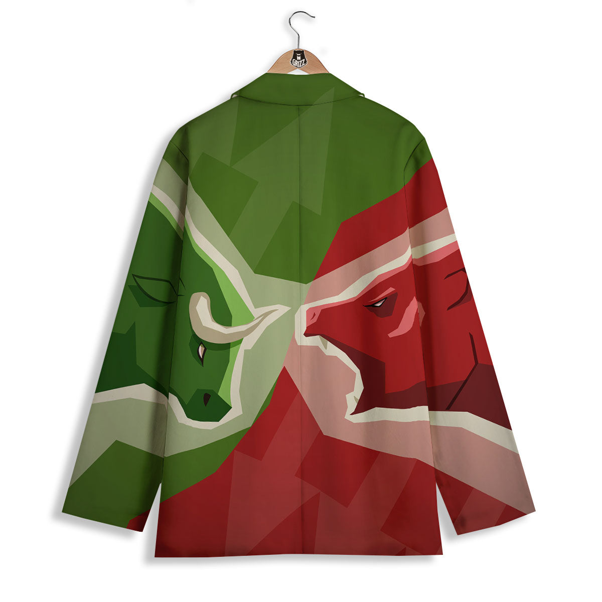 Red Bear And Green Bull Stock Print Women's Blazer-grizzshop
