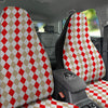 Red Beige And White Argyle Print Pattern Car Seat Covers-grizzshop