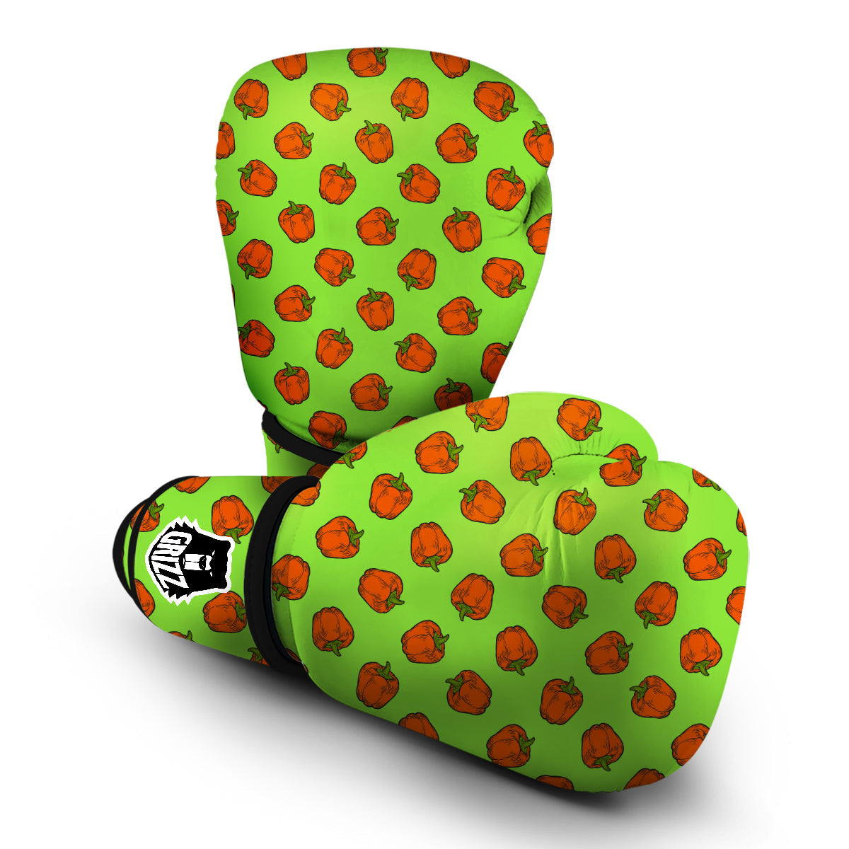 Red Bell Pepper Green Print Pattern Boxing Gloves-grizzshop