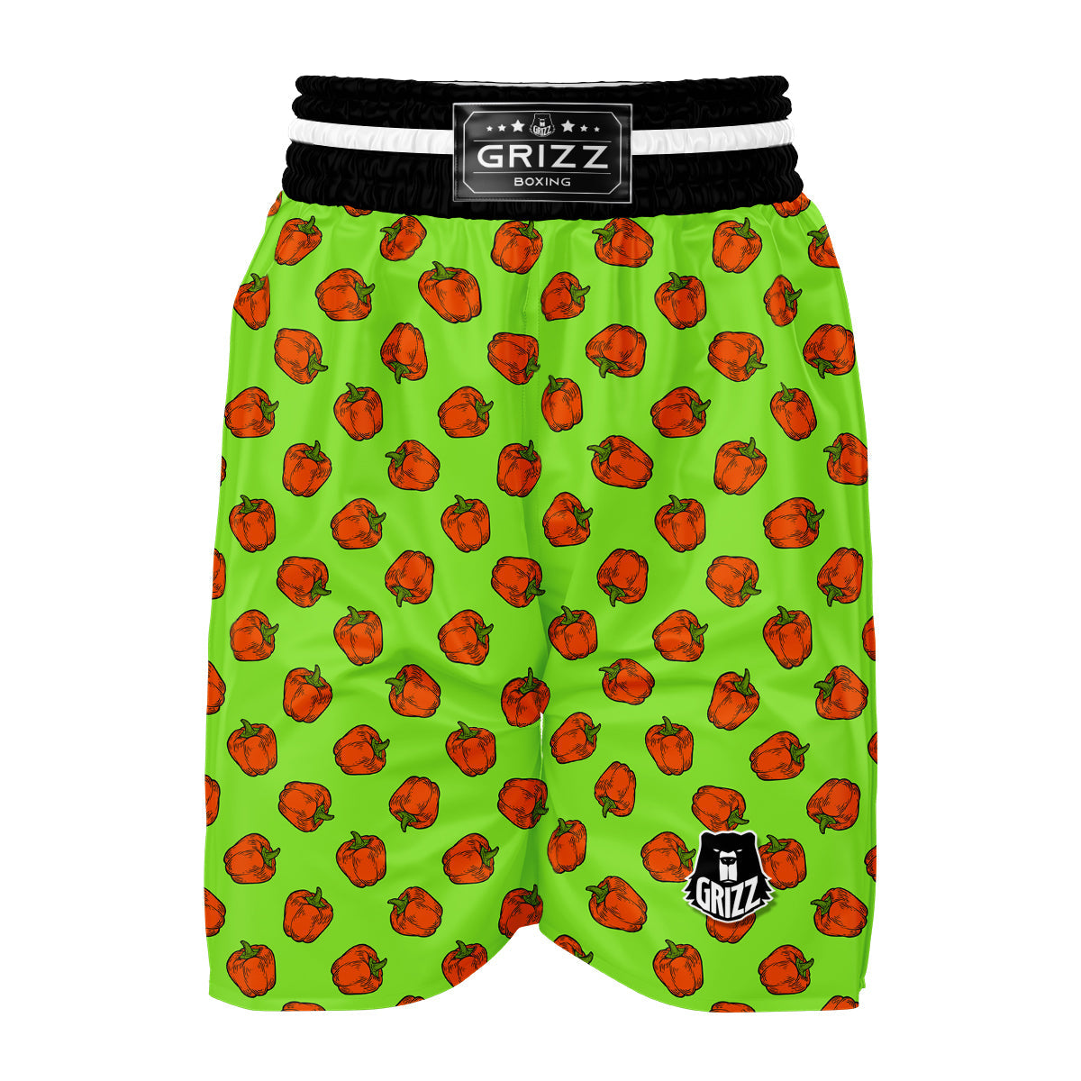 Red Bell Pepper Green Print Pattern Boxing Shorts-grizzshop