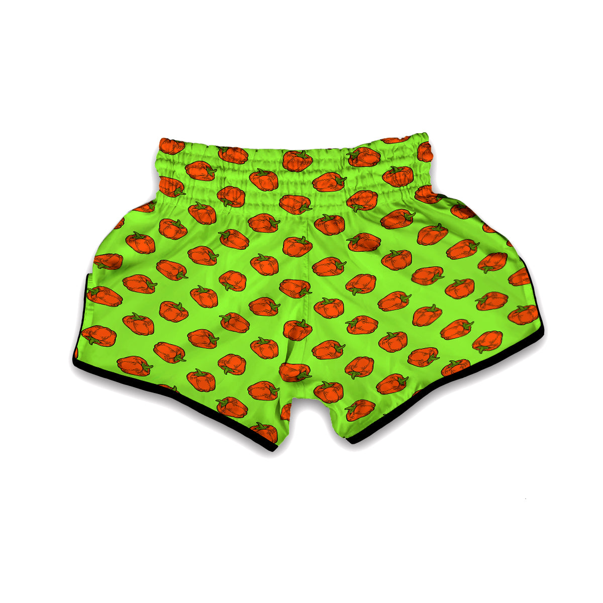 Red Bell Pepper Green Print Pattern Muay Thai Boxing Shorts-grizzshop