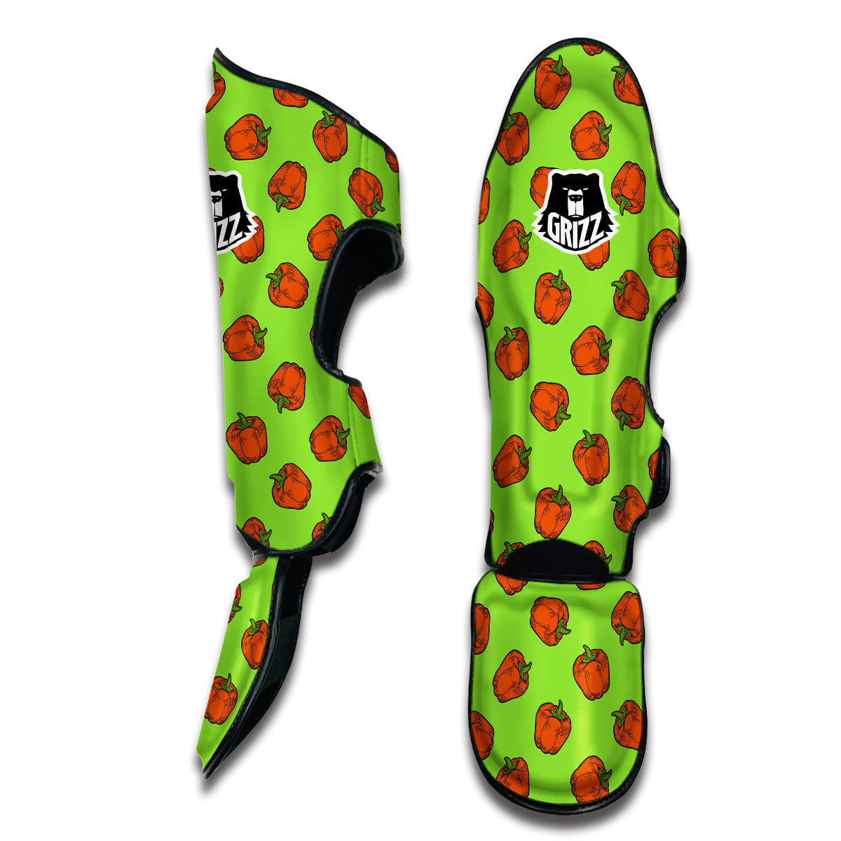 Red Bell Pepper Green Print Pattern Muay Thai Shin Guards-grizzshop