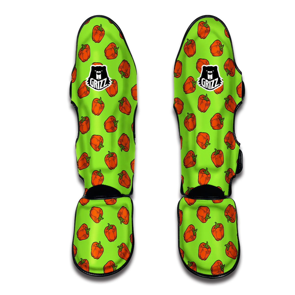 Red Bell Pepper Green Print Pattern Muay Thai Shin Guards-grizzshop