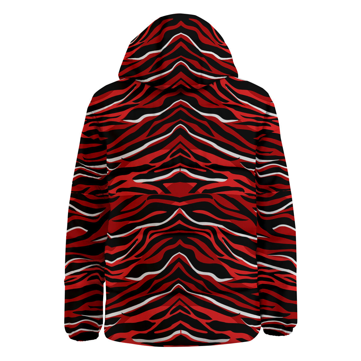 Red Black And White Colored Leopard Print Pattern Down Jacket-grizzshop