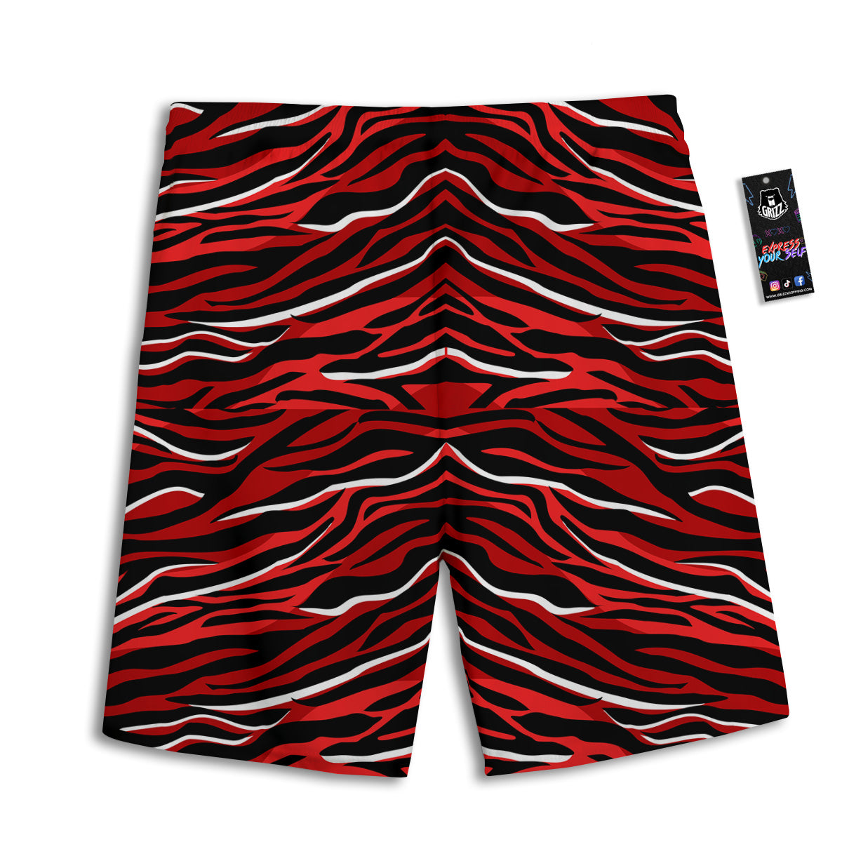 Red Black And White Colored Leopard Print Pattern Men's Athletic Shorts
