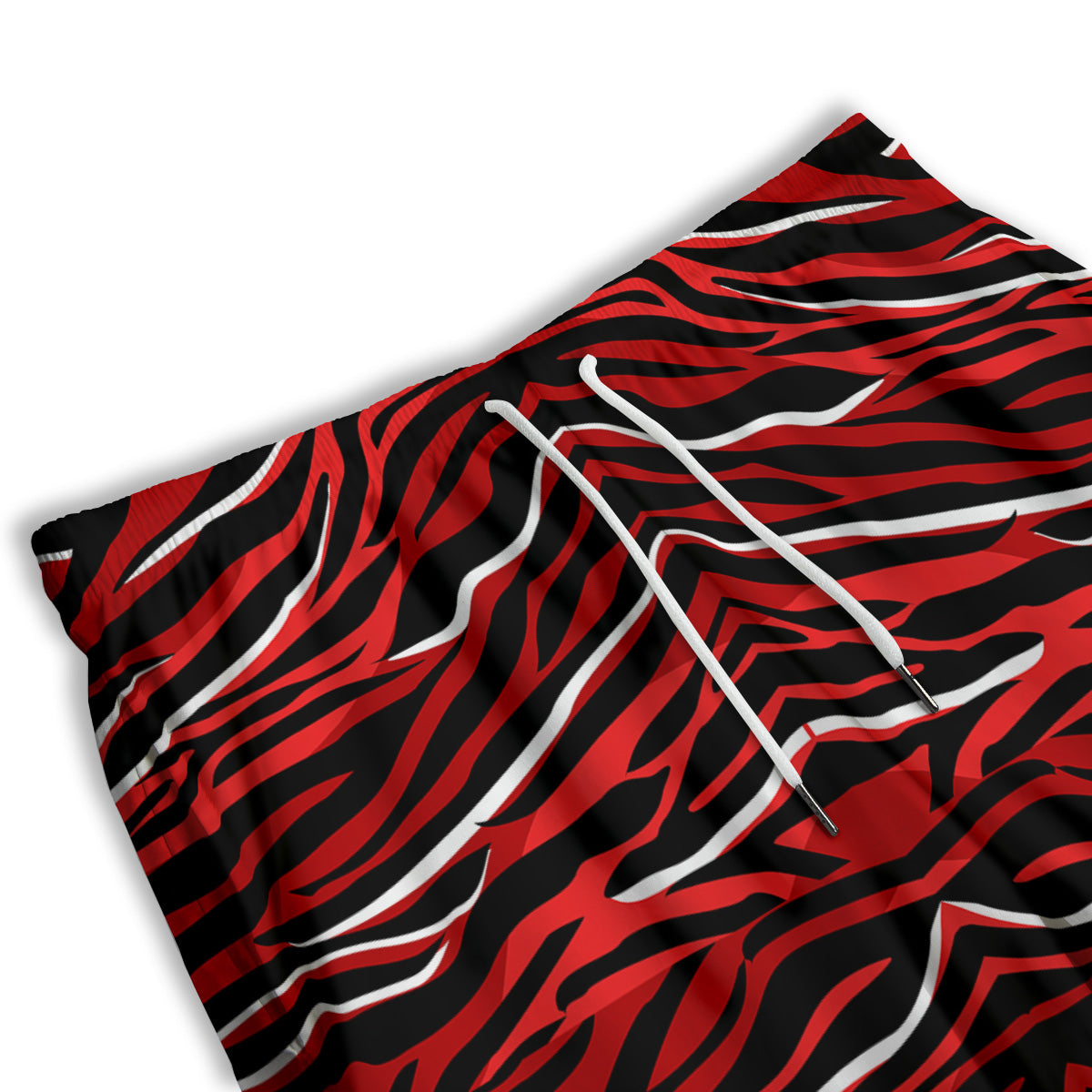 Red Black And White Colored Leopard Print Pattern Men's Athletic Shorts