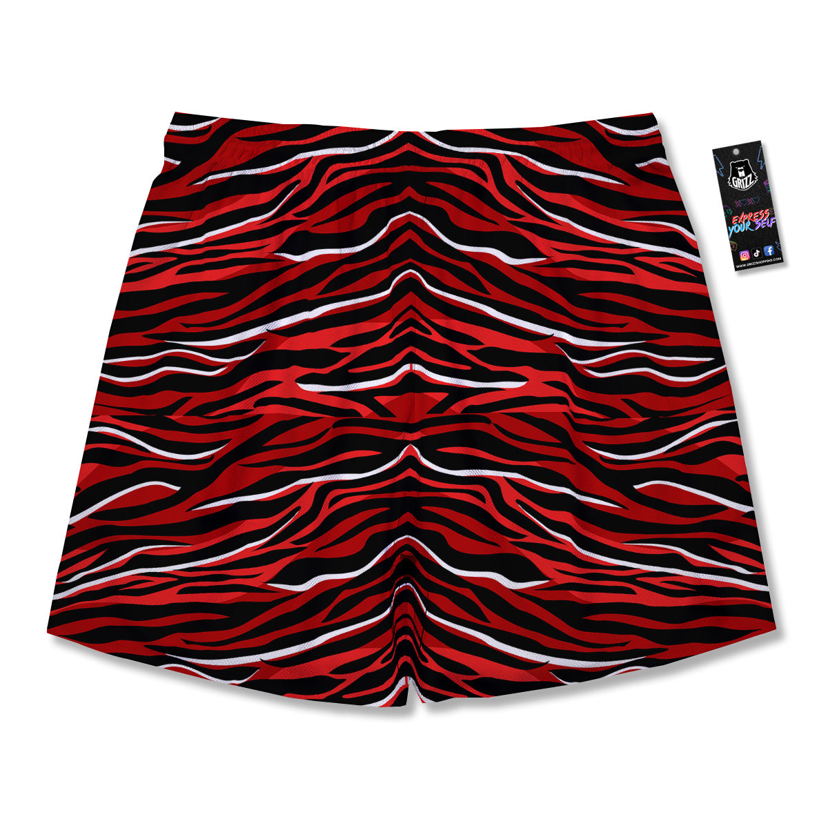 Red Black And White Colored Leopard Print Pattern Men's Running Shorts-grizzshop