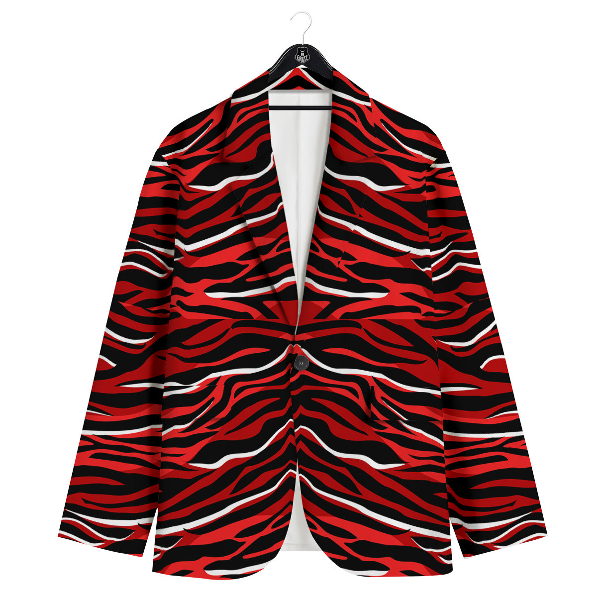 Red Black And White Colored Leopard Print Pattern Men's Sport Coat-grizzshop