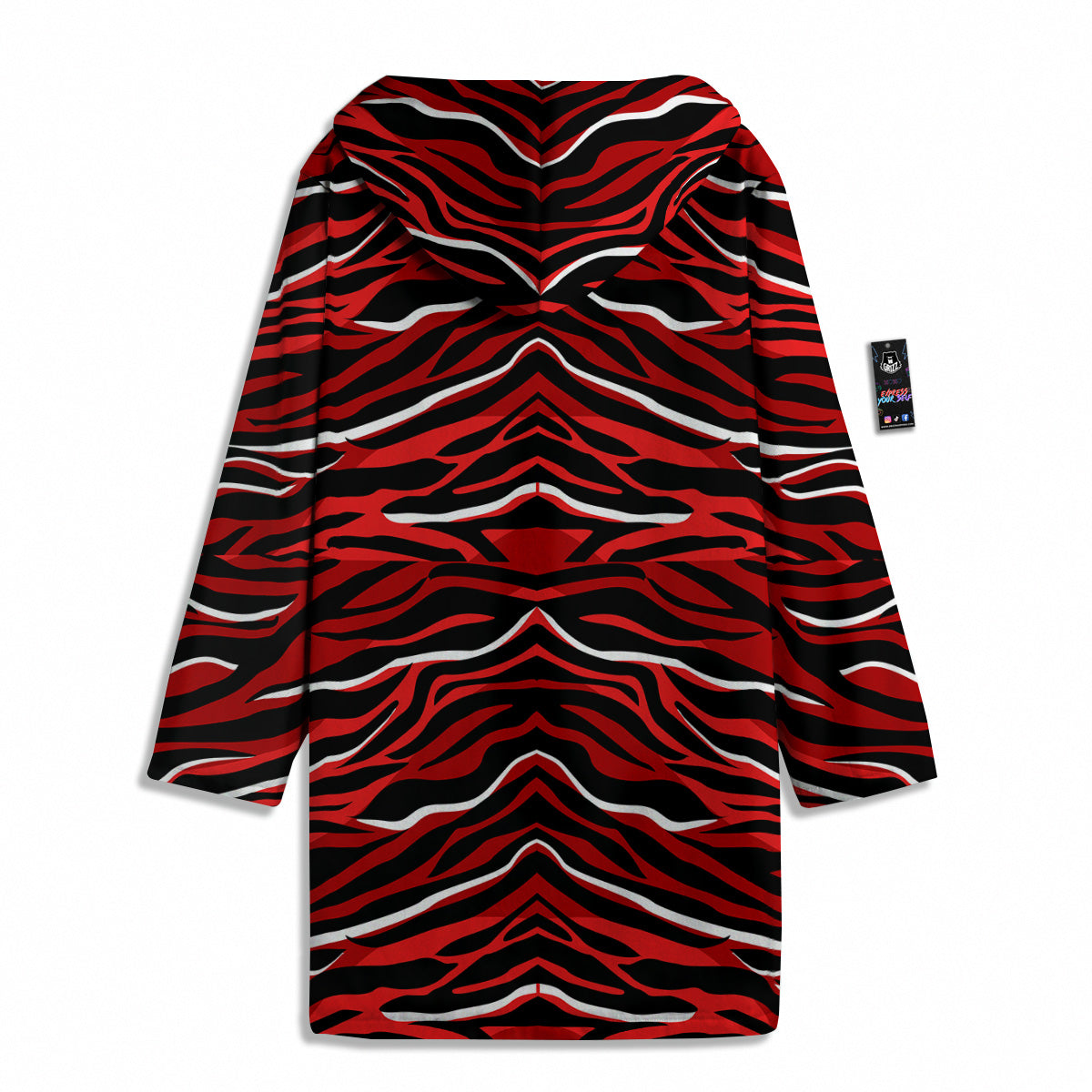 Red Black And White Colored Leopard Print Pattern Men's Windbreaker Jacket-grizzshop