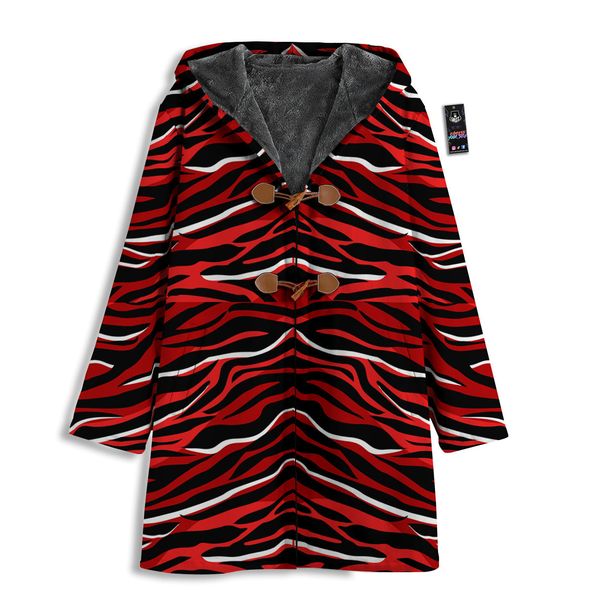 Red Black And White Colored Leopard Print Pattern Men's Windbreaker Jacket-grizzshop
