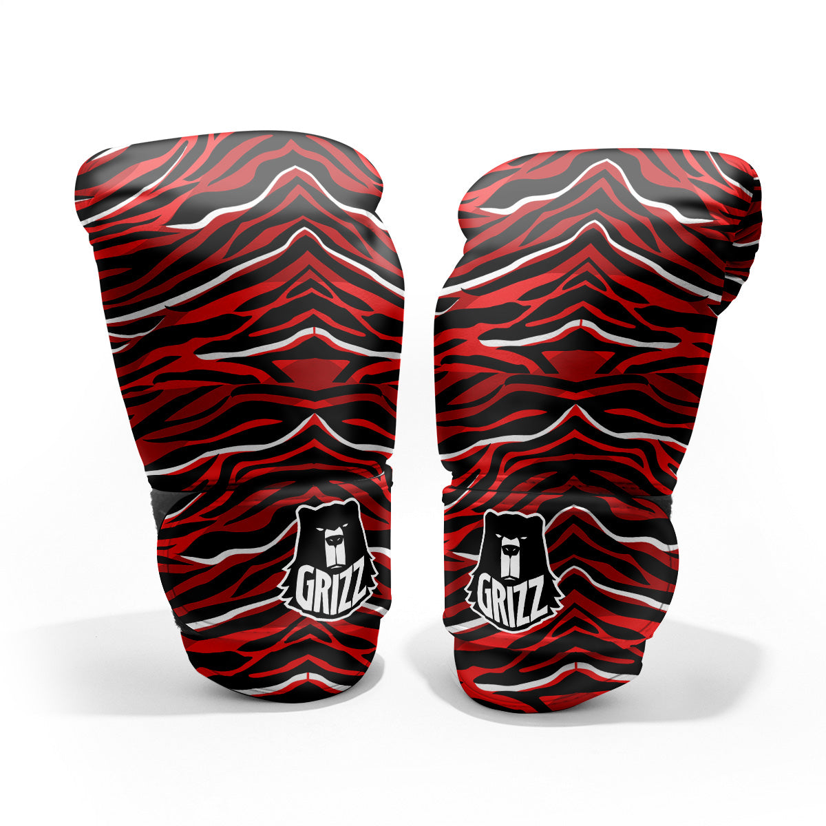 Red Black And White Colored Leopard Print Pattern Pro Boxing Glove