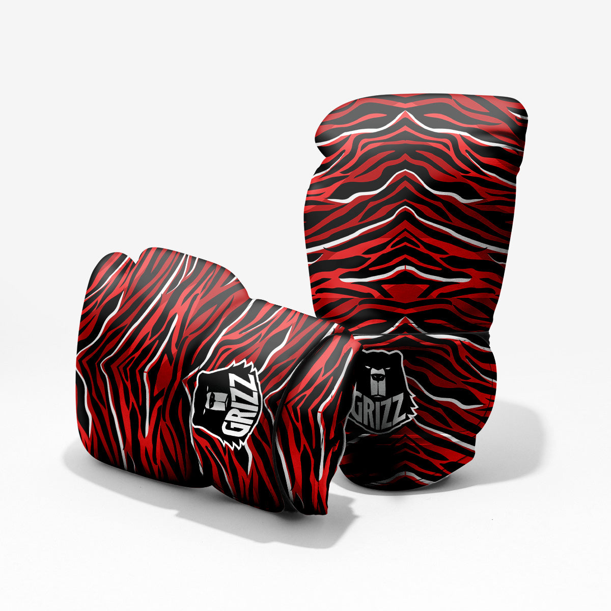 Red Black And White Colored Leopard Print Pattern Pro Boxing Glove
