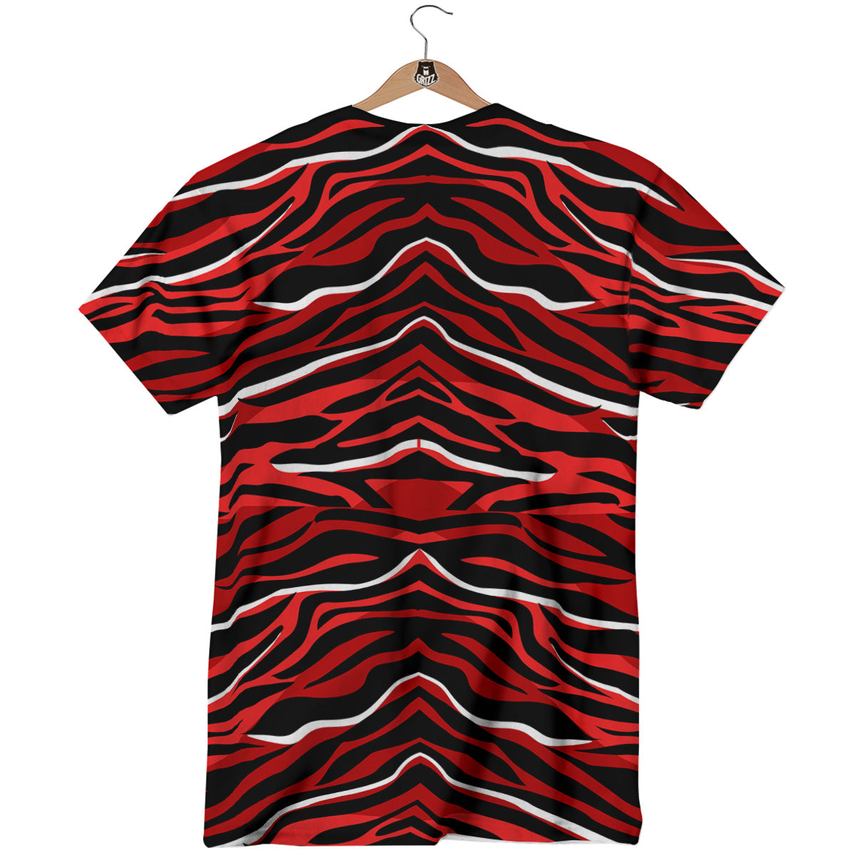 Red Black And White Colored Leopard Print Pattern T-Shirt-grizzshop