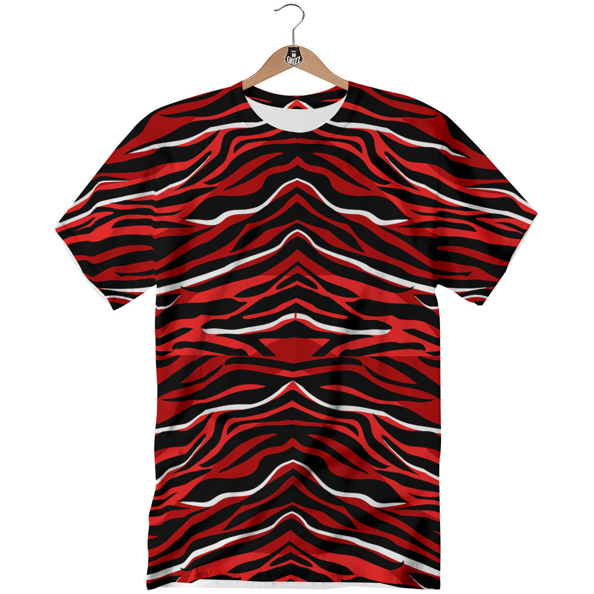 Red Black And White Colored Leopard Print Pattern T-Shirt-grizzshop