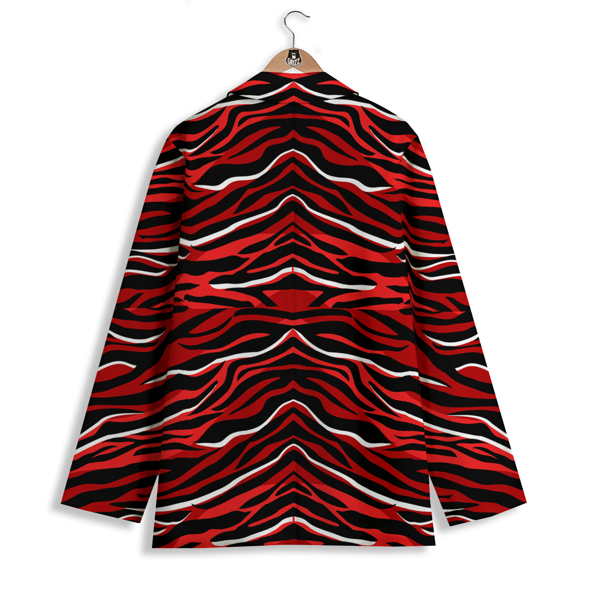 Red Black And White Colored Leopard Print Pattern Women's Blazer-grizzshop