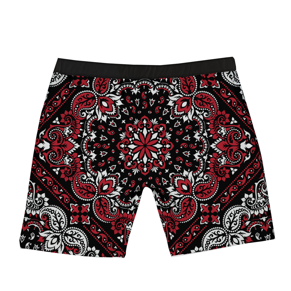 Red Black Bandana Paisley Print Boxer Briefs-grizzshop