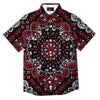 Red Black Bandana Paisley Print Button Up Shirt-grizzshop