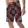 Red Black Bandana Paisley Print Men's Shorts-grizzshop