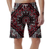 Red Black Bandana Paisley Print Men's Shorts-grizzshop