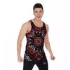 Red Black Bandana Paisley Print Men's Tank Top-grizzshop