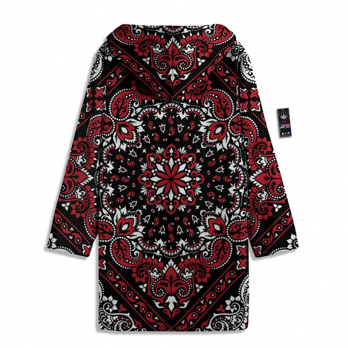 Red Black Bandana Paisley Print Men's Windbreaker Jacket-grizzshop