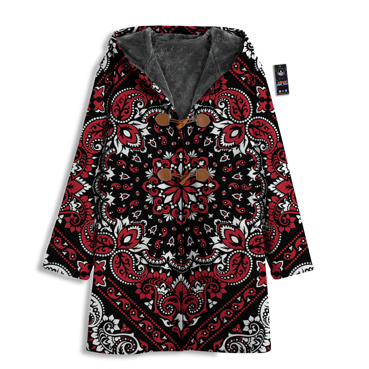 Red Black Bandana Paisley Print Men's Windbreaker Jacket-grizzshop