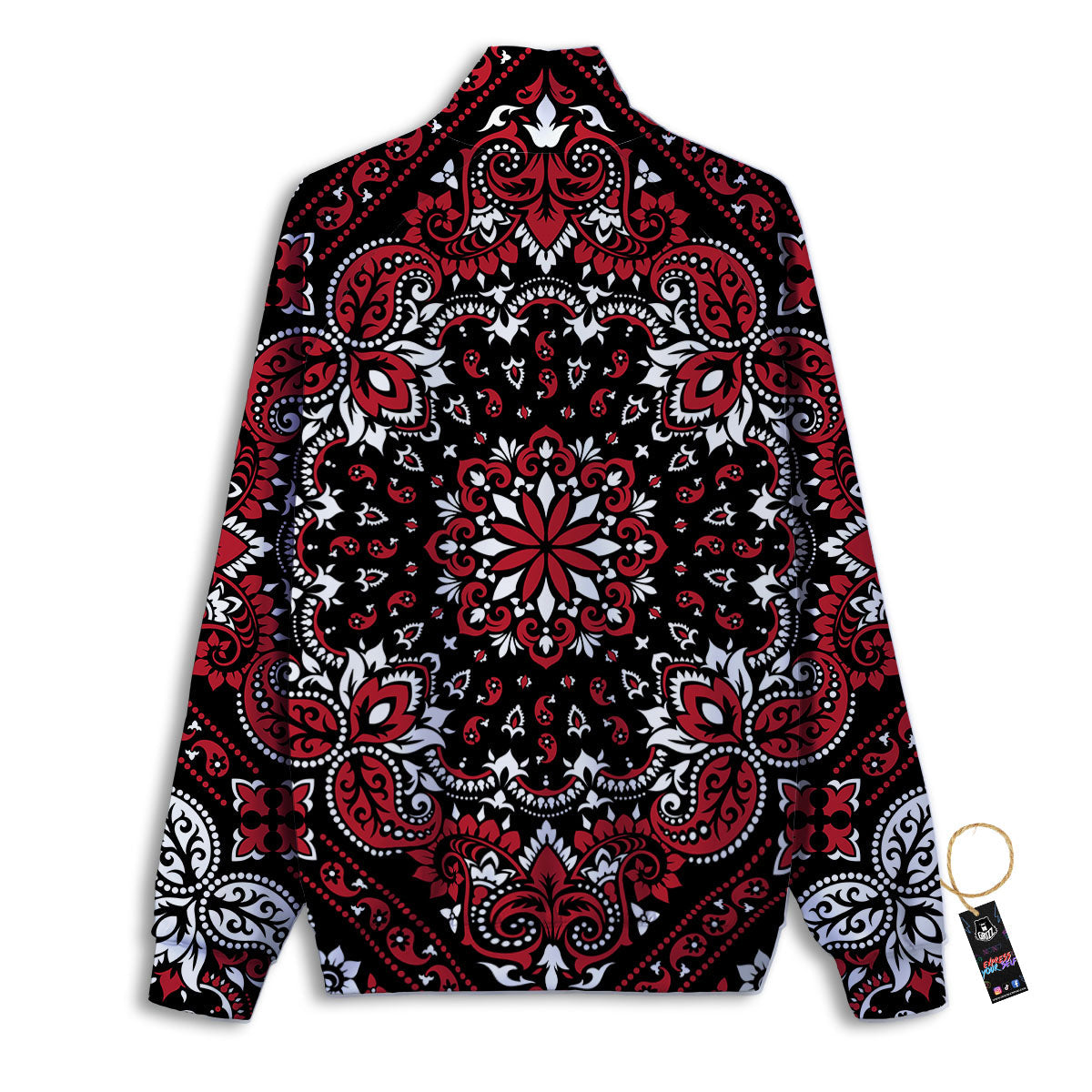 Red Black Bandana Paisley Print Track Jacket-grizzshop
