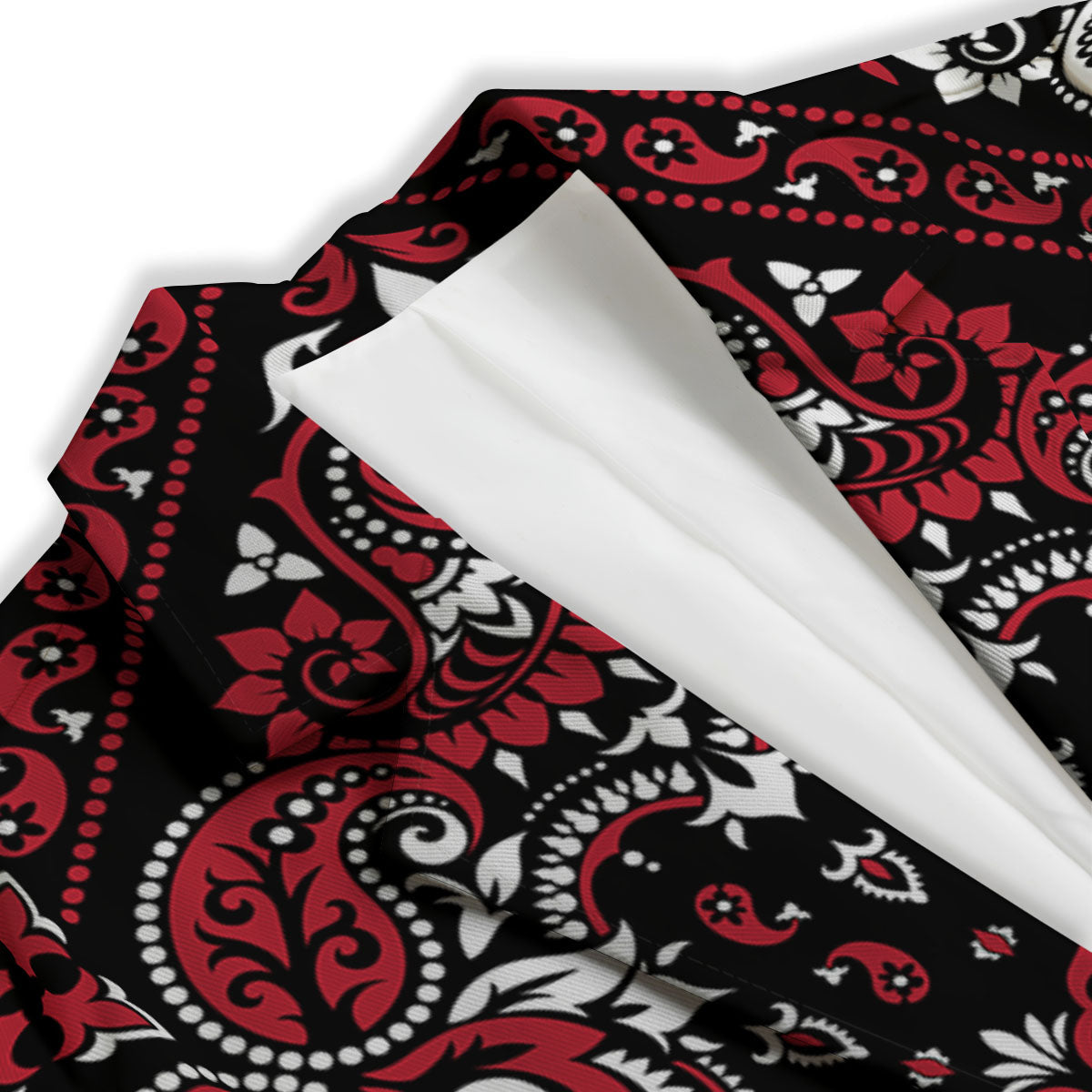 Red Black Bandana Paisley Print Women's Blazer-grizzshop