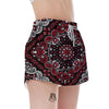 Red Black Bandana Paisley Print Women's Shorts-grizzshop