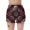 Red Black Bandana Paisley Print Women's Shorts-grizzshop