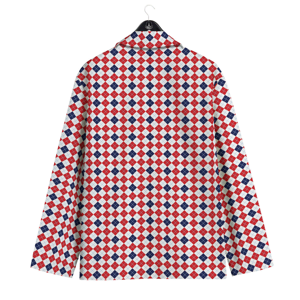 Red Blue And White Argyle Print Pattern Men's Sport Coat-grizzshop
