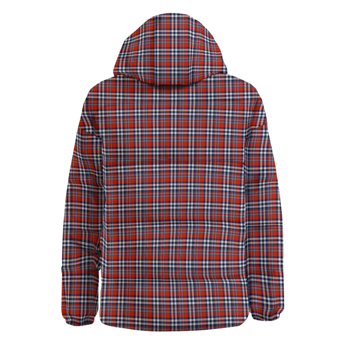 Red Blue And White Check Print Pattern Down Jacket-grizzshop