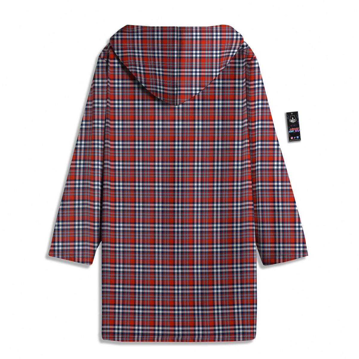 Red Blue And White Check Print Pattern Men's Windbreaker Jacket-grizzshop