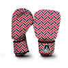 Red Blue Biege Herringbone Print Pattern Boxing Gloves-grizzshop