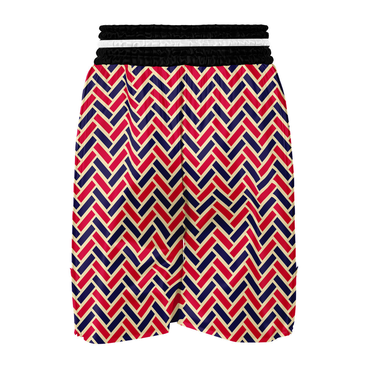 Red Blue Biege Herringbone Print Pattern Boxing Shorts-grizzshop