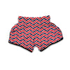 Red Blue Biege Herringbone Print Pattern Muay Thai Boxing Shorts-grizzshop