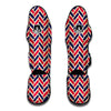 Red Blue Biege Herringbone Print Pattern Muay Thai Shin Guards-grizzshop