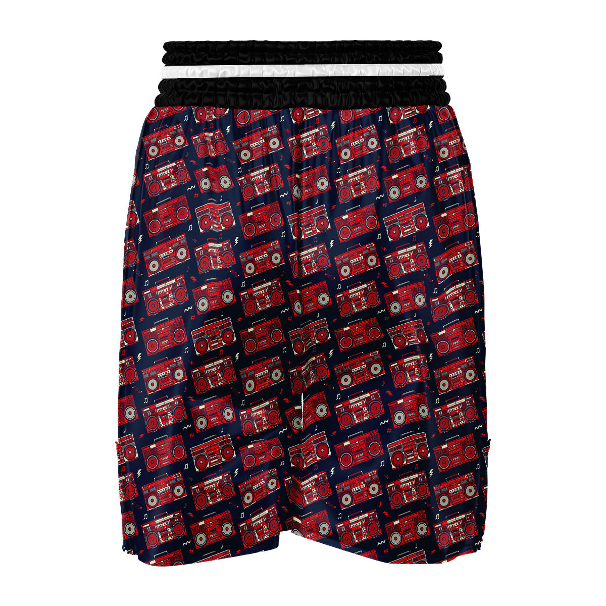 Red Boombox Print Pattern Boxing Shorts-grizzshop
