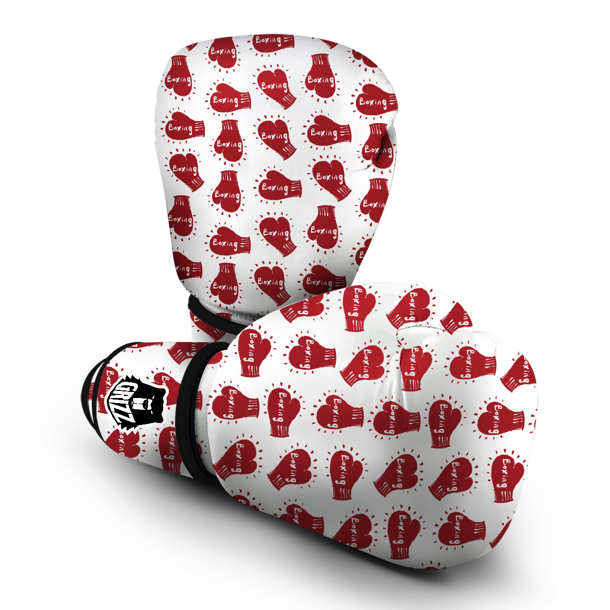 Red Boxing Vintage Print Pattern Boxing Gloves-grizzshop