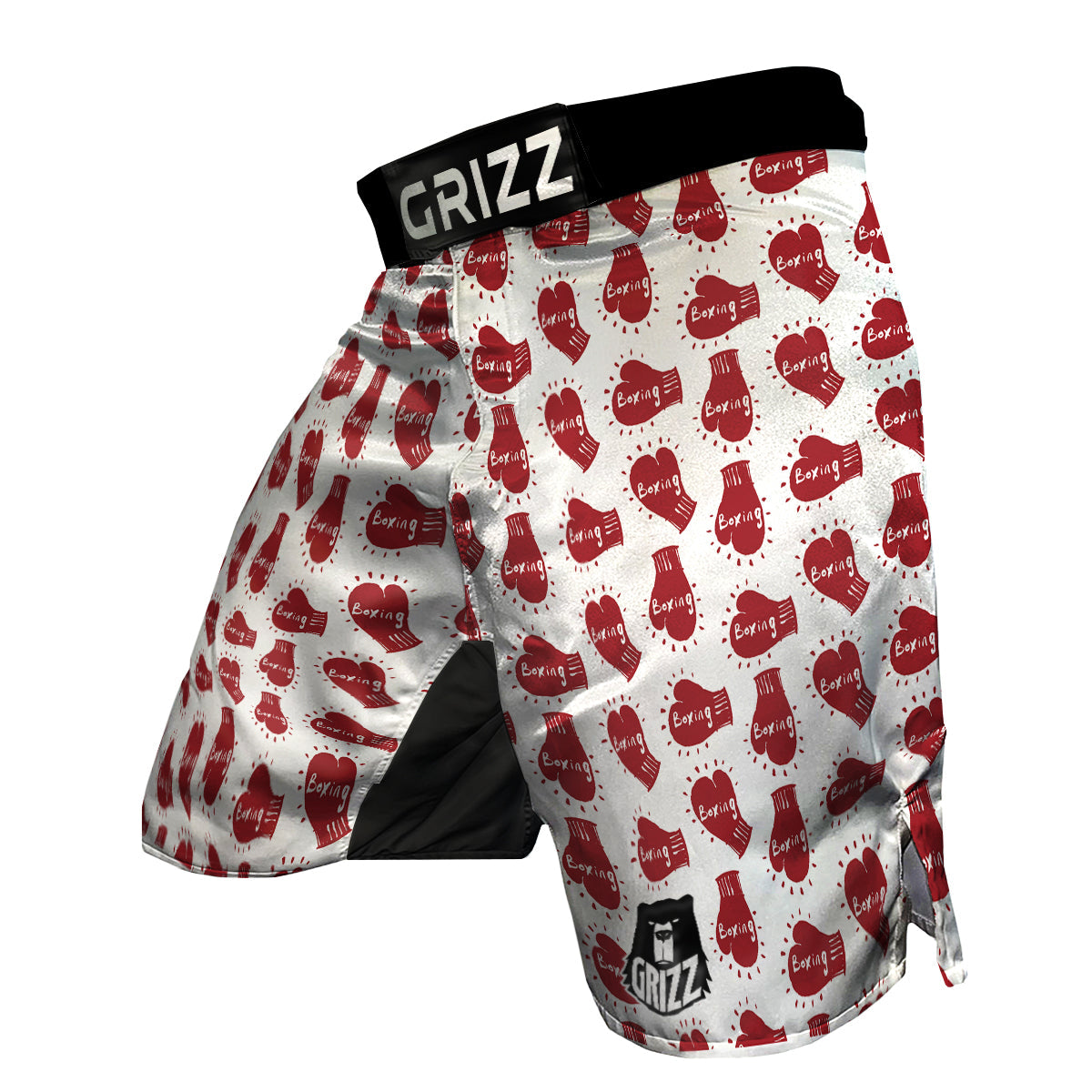 Red Boxing Vintage Print Pattern MMA Shorts-grizzshop