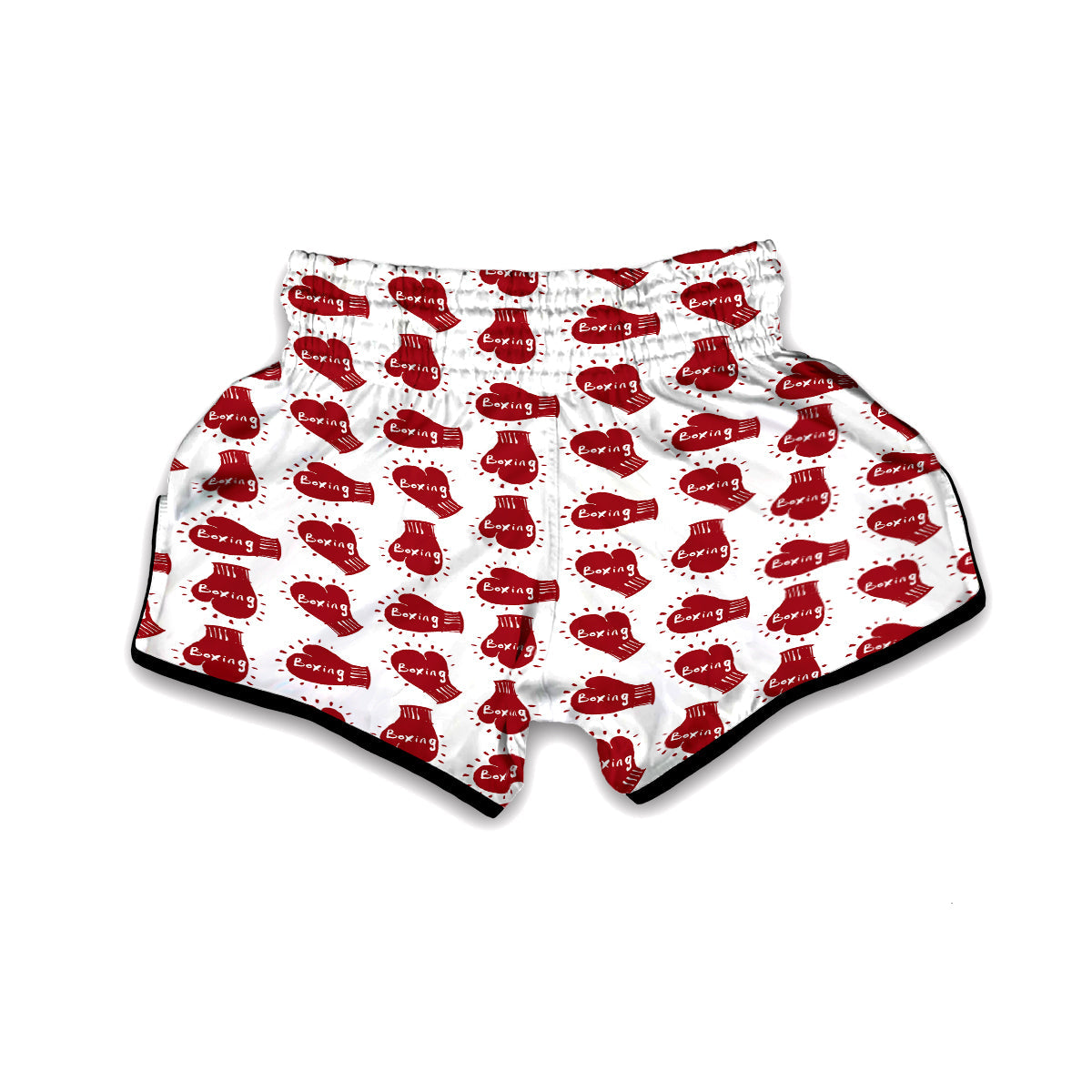 Red Boxing Vintage Print Pattern Muay Thai Boxing Shorts-grizzshop